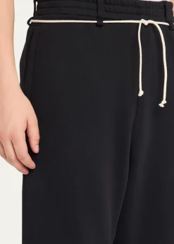 MORDECAIMen's Fleece Stripe-Trim Drawcord Joggers