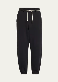 MORDECAIMen's Fleece Stripe-Trim Drawcord Joggers