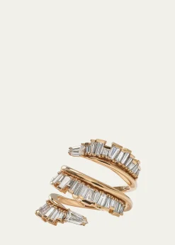 Nak Armstrong20K Recycled Rose Gold Triple Ruched Coil Diamond Ring, Size 6.75