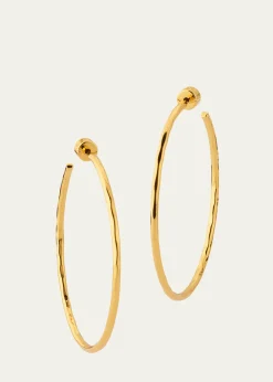 NEST JewelryThin Hammered 22k Gold-Plated Hoop Earrings