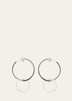 Nikos KoulisOui Black Enamel Hoop Earrings with Pave Ring and Round Diamonds