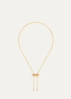 Nouvel Heritage18K Semi Pave Latch Pendant on MM Chain Necklace