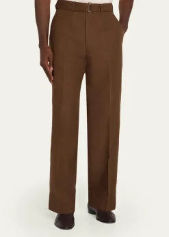 Officine GeneraleMen's Belted Wide-Leg Trousers