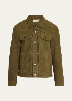 Officine GeneraleMen's Liam Suede Trucker Jacket