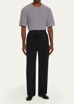 Officine GeneraleMen's Nash Japanese Cupro Wide-Leg Pants