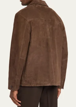 Officine GeneraleSuede Button-Front Jacket