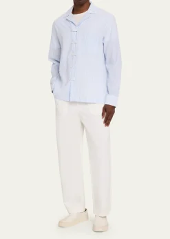 Officine GeneraleMen's Cotton Wide-Leg Drawstring Trousers
