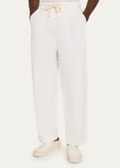 Officine GeneraleMen's Cotton Wide-Leg Drawstring Trousers