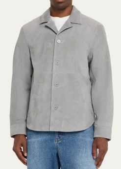Officine GeneraleMen's Grey Suede Julien Overshirt
