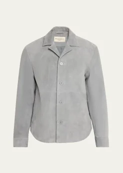 Officine GeneraleMen's Grey Suede Julien Overshirt