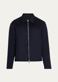 Officine GeneraleMen's Split Wool Double-Zip Bomber Jacket