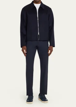 Officine GeneraleMen's Split Wool Double-Zip Bomber Jacket