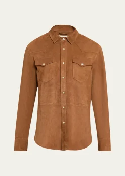 Officine GeneraleMen's Suede Western Overshirt
