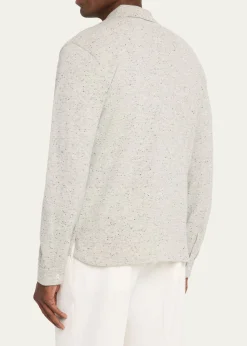 Officine GeneraleMen's Wool/Cashmere Melange Knit Long-Sleeve Shirt