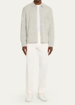 Officine GeneraleMen's Wool/Cashmere Melange Knit Long-Sleeve Shirt