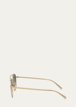 Oliver PeoplesMen's Double-Bridge Metal Aviator Sunglasses