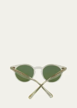 Oliver PeoplesMen's Romare Sun Keyhole-Bridge Round Sunglasses