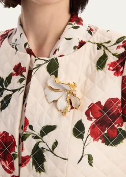 Oscar de la RentaEnamel Folded Hibiscus Brooch