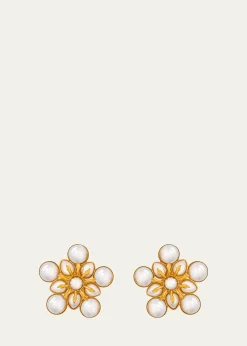Oscar de la RentaPearly Flower Small Clip-On Earrings