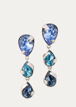 Oscar de la RentaPear Rhinestone Drop Earrings, Dark Blue