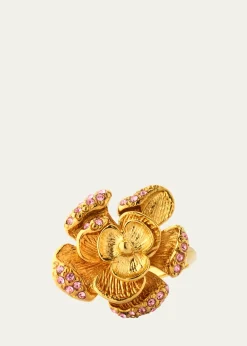 Oscar de la RentaRose Ring with Pave Crystals