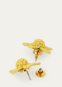 Oscar de la RentaSmall Woven Raffia Flower Earrings