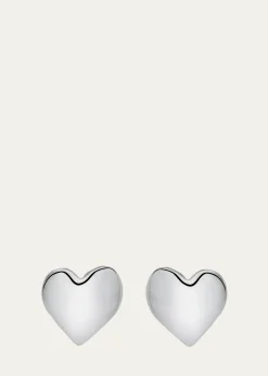 Oscar de la RentaSmooth Heart Stud Earrings, Silver