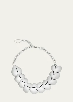 Oscar de la RentaSmooth Hearts Oversized Necklace, Silver