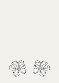Oscar de la RentaWire Flower Stud Earrings, Silver