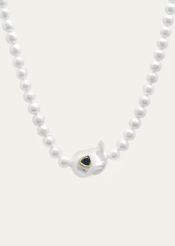 Paige NovickSweet Tart Baroque Pearl Choker Necklace with Blue Topaz Trillion Inset