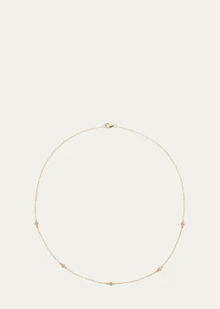 Pamela Love14K Yellow Gold Station Necklace with Rolo Chain and White Diamonds, 15"L
