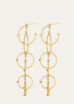 Paul Morelli18K Yellow Gold Long Rain Chain Diamond Earrings