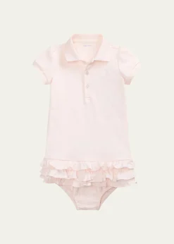 Polo Ralph LaurenCupcake Ruffle Hem Polo Dress With Bloomers, Size 6M-18M