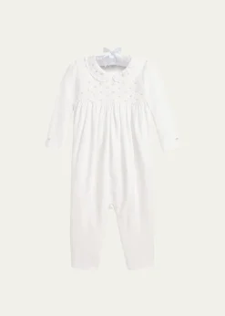 Polo Ralph LaurenGirl's Embroidered Coverall, Size 3M-12M