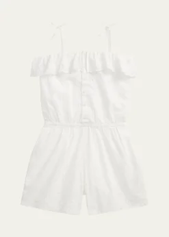 Polo Ralph LaurenGirl's Eyelet Embroidered Romper, Size 7-16