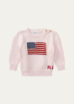 Polo Ralph LaurenGirl's Flag Intarsia Knit Sweater, Size 3M-24M