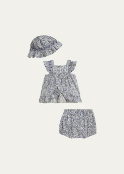 Polo Ralph LaurenGirl's Floral Cotton Dress, Bloomers & Hat Set, Size 6M-24M