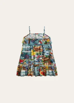 Polo Ralph LaurenGirl's Tropical-Print Ruffled Dress, Size 2-6X
