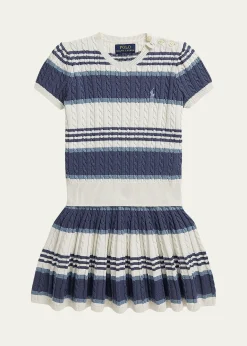 Polo Ralph LaurenLittle Girl's & Girl's Striped Cable Cotton Sweater & Skirt