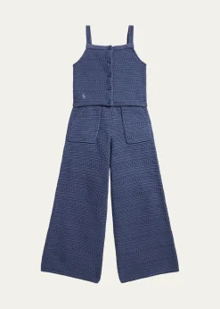 Polo Ralph LaurenLittle Girl's & Girl's Crocheted Cotton Sweater Top & Pant