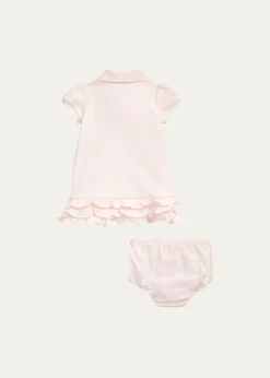 Polo Ralph LaurenRuffled Embroidered Polo Dress With Solid Bloomers, Size 3M-24M