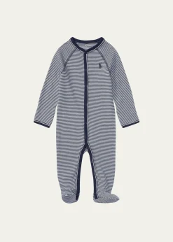 Polo Ralph LaurenYarn-Dyed Cotton Footie Coverall, Size Newborn-9 Months