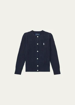 Polo Ralph LaurenGirl's Cable-Knit Ribbed Cardigan, Size 2-6X