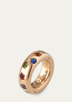 PomellatoIconica 18k Rose Gold Slim Multi Gemstone Ring