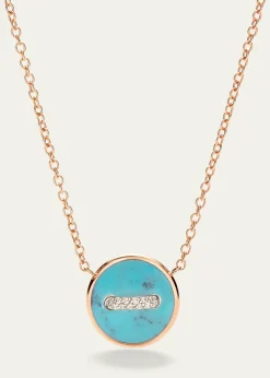 PomellatoPom Pom Dot 18K Rose Gold Diamond and Turquoise Pendant Necklace