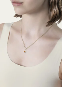 Procaccia Jewelry18K Gold Hebrew GIMEL Mandarin Garnet Initial Necklace, 18"L