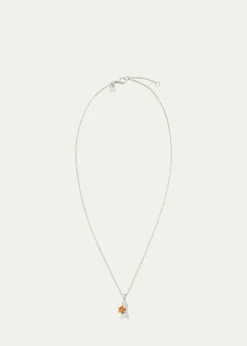 Procaccia Jewelry18K Gold Hebrew GIMEL Mandarin Garnet Initial Necklace, 18