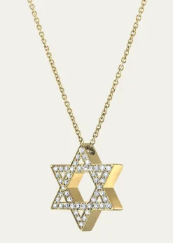 Procaccia Jewelry18K Yellow Gold Large Star of David Pave Diamond Necklace
