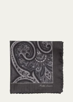 Ralph Lauren Purple LabelPaisley Cashmere-Silk Pocket Square