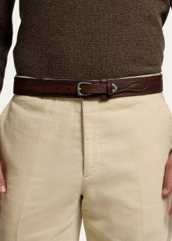 Ralph Lauren Purple LabelMen's Topstitched Western Leather Belt